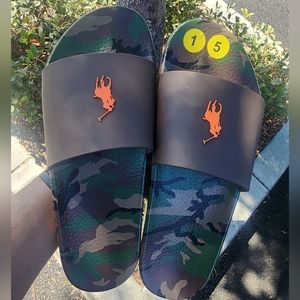 NEW Sz 15 Camo Ralph Lauren Slides